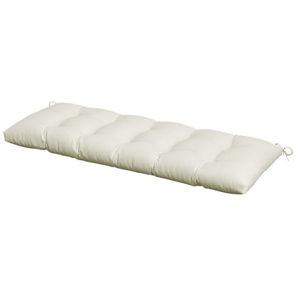 Bench Cushion 128x48x8 cm Garden Bench Mattress with 2 Fixing Cords Waterproof and UV 50+ Protection for Garden Swing Terrace Cream