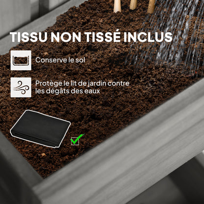 Wall-Mounted Vertical Planter — 3 Removable Fir Wood Boxes with Non-Woven Liners, 60 x 16 x 80 cm (Gray)