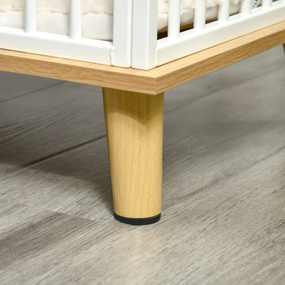 Indoor Wooden and Steel Dog House, Kennel with Removable and Washable Cushion for Small Breeds, Oak