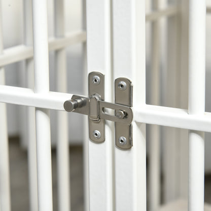 Indoor Wooden and Steel Dog House, Kennel with Removable and Washable Cushion for Small Breeds, Oak