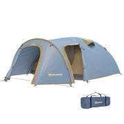 Camping Tent for 4 Persons, Waterproof Tunnel Tent with 2 Doors Hook Groundsheet Carry Bag, Family Tent with 2000mm Hydrostatic Head Camping Travel Trekking Garden