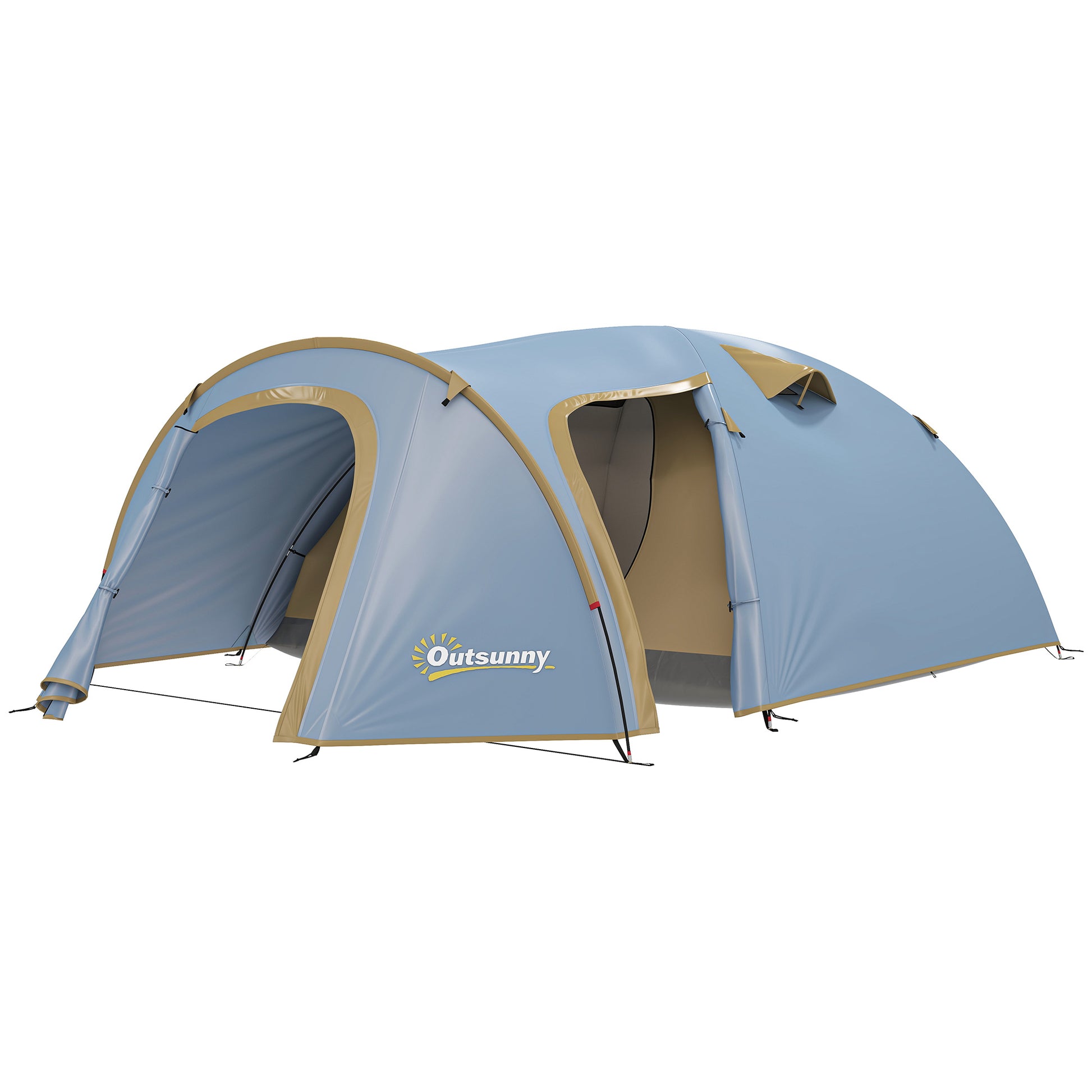 Camping Tent for 4 Persons, Waterproof Tunnel Tent with 2 Doors Hook Groundsheet Carry Bag, Family Tent with 2000mm Hydrostatic Head Camping Travel Trekking Garden