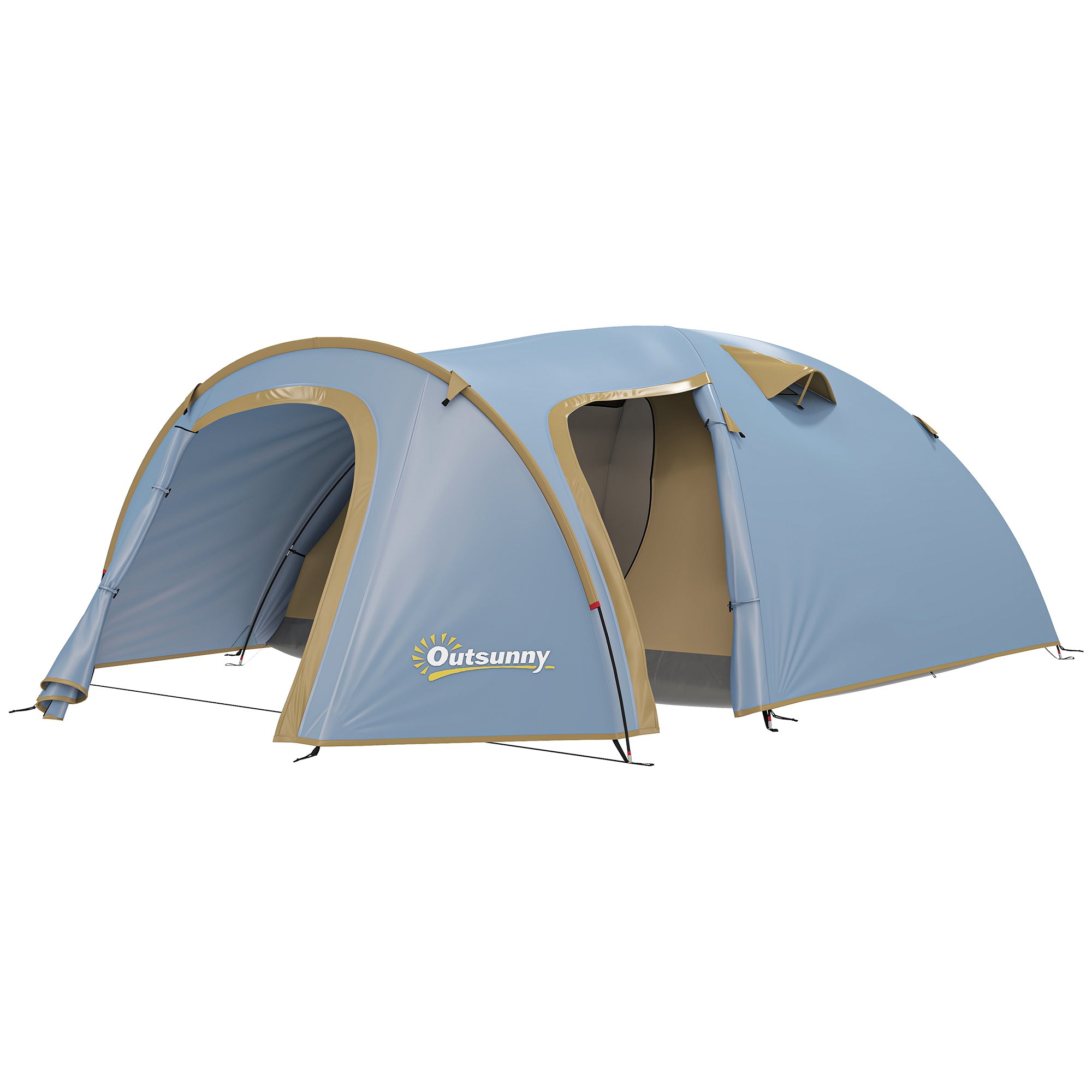 Camping Tent for 4 Persons, Waterproof Tunnel Tent with 2 Doors Hook Groundsheet Carry Bag, Family Tent with 2000mm Hydrostatic Head Camping Travel Trekking Garden