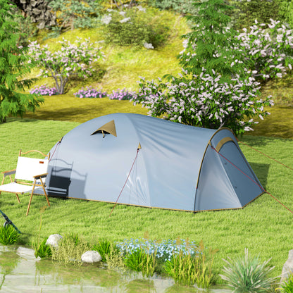 Camping Tent for 4 Persons, Waterproof Tunnel Tent with 2 Doors Hook Groundsheet Carry Bag, Family Tent with 2000mm Hydrostatic Head Camping Travel Trekking Garden