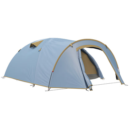 Camping Tent for 4 Persons, Waterproof Tunnel Tent with 2 Doors Hook Groundsheet Carry Bag, Family Tent with 2000mm Hydrostatic Head Camping Travel Trekking Garden
