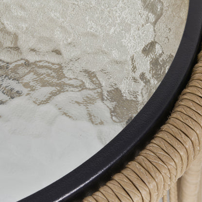 3 pc Rattan Garden Furniture Set, Seating Group with Cushions, Garden Furniture with 1 Side Table, 1 Lounger, 1 Double Sofa, Seating group for Garden, Terrace, Steel, Coffee