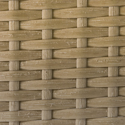 3 pc Rattan Garden Furniture Set, Seating Group with Cushions, Garden Furniture with 1 Side Table, 1 Lounger, 1 Double Sofa, Seating group for Garden, Terrace, Steel, Coffee