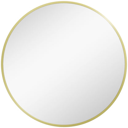 Bathroom Mirror Ø60 cm Wall Mirror Decorative Mirror with Aluminum Frame and Easy Installation Hook for Living Room Entryway Hallway Gold