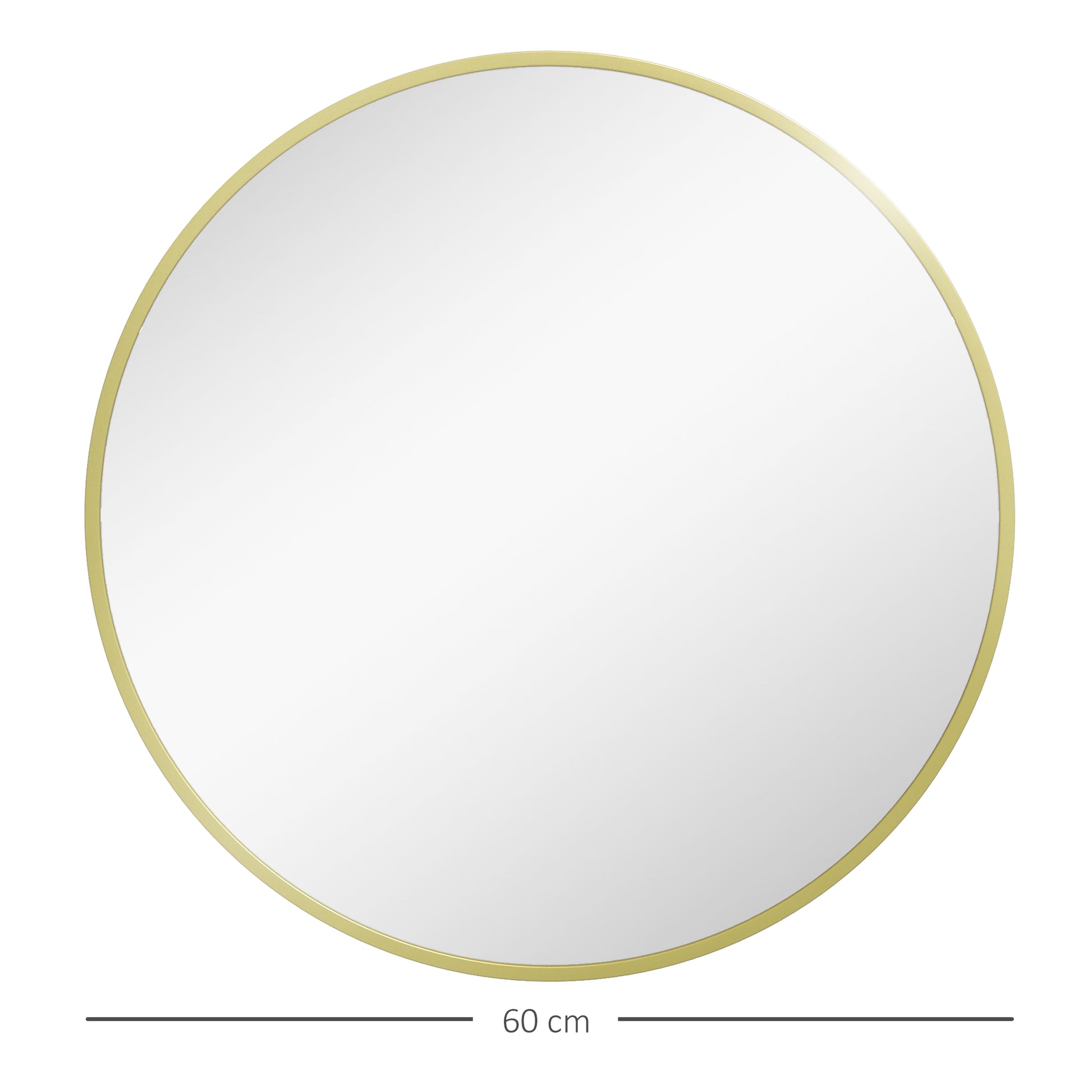 Bathroom Mirror Ø60 cm Wall Mirror Decorative Mirror with Aluminum Frame and Easy Installation Hook for Living Room Entryway Hallway Gold