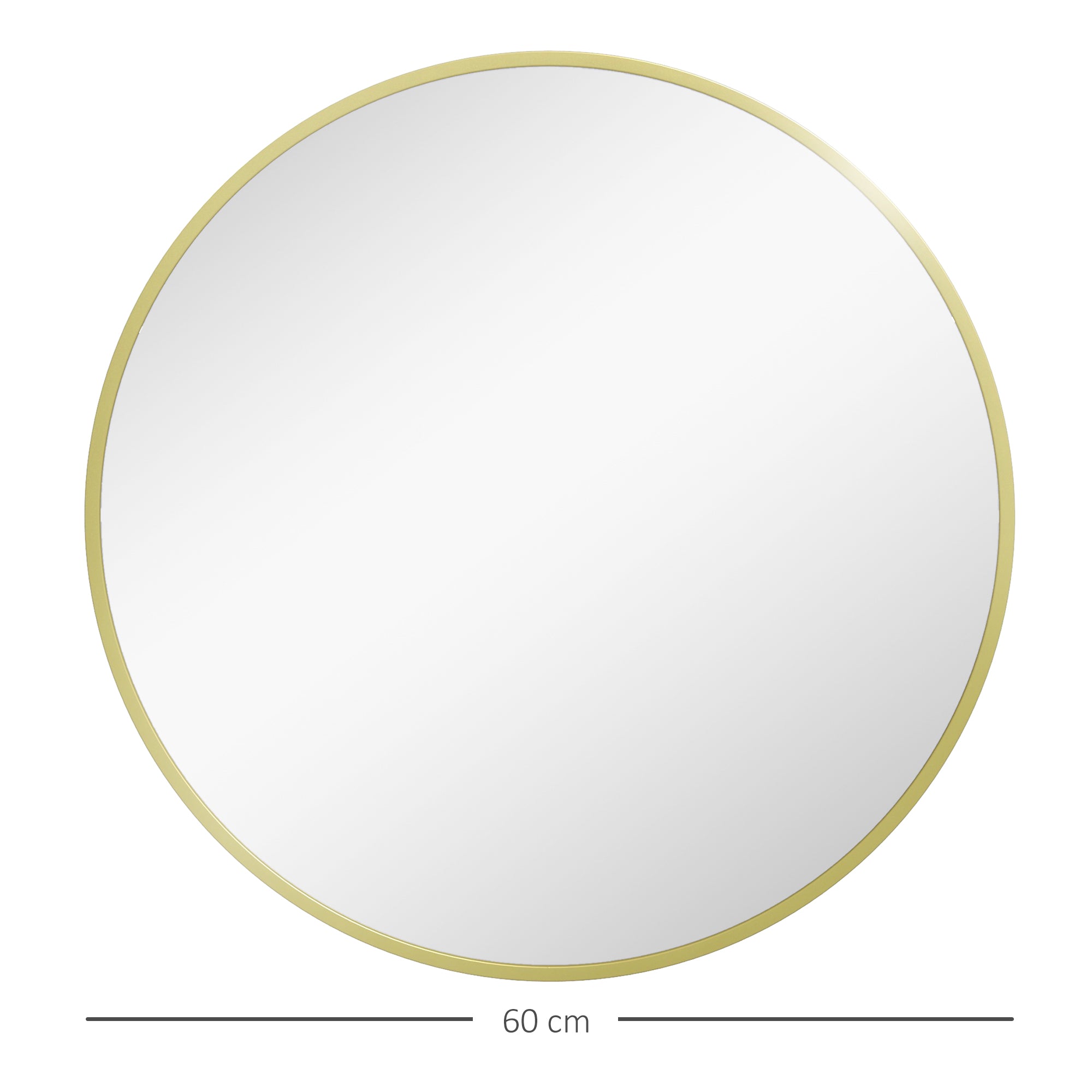 Bathroom Mirror Ø60 cm Wall Mirror Decorative Mirror with Aluminum Frame and Easy Installation Hook for Living Room Entryway Hallway Gold