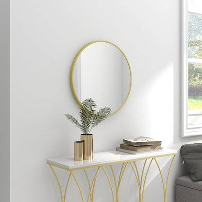 Bathroom Mirror Ø60 cm Wall Mirror Decorative Mirror with Aluminum Frame and Easy Installation Hook for Living Room Entryway Hallway Gold