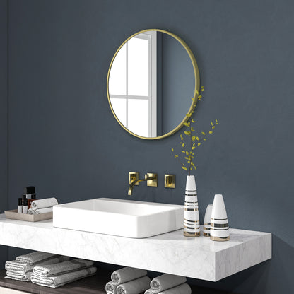 Bathroom Mirror Ø60 cm Wall Mirror Decorative Mirror with Aluminum Frame and Easy Installation Hook for Living Room Entryway Hallway Gold