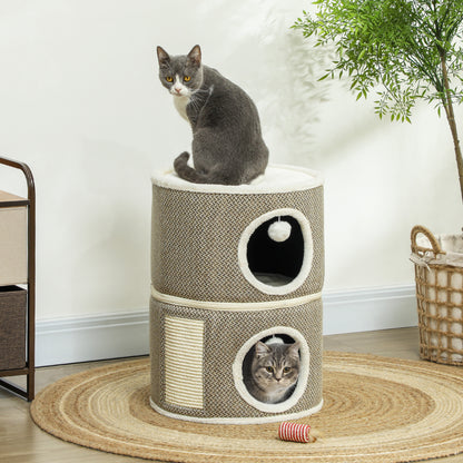 Scratching Post, 56 cm High Cat Tower with Cave, Scratching Tree, Cat Tower made of Sisal, for Cat up to 5 kg, Coffee