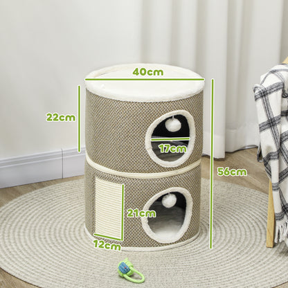 Scratching Post, 56 cm High Cat Tower with Cave, Scratching Tree, Cat Tower made of Sisal, for Cat up to 5 kg, Coffee