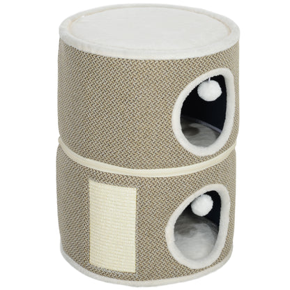 Scratching Post, 56 cm High Cat Tower with Cave, Scratching Tree, Cat Tower made of Sisal, for Cat up to 5 kg, Coffee