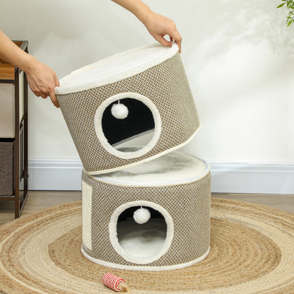 Scratching Post, 56 cm High Cat Tower with Cave, Scratching Tree, Cat Tower made of Sisal, for Cat up to 5 kg, Coffee