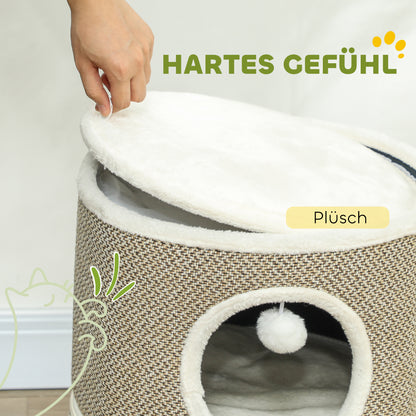 Scratching Post, 56 cm High Cat Tower with Cave, Scratching Tree, Cat Tower made of Sisal, for Cat up to 5 kg, Coffee