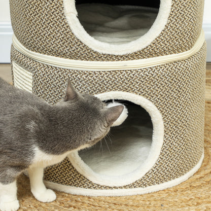 Scratching Post, 56 cm High Cat Tower with Cave, Scratching Tree, Cat Tower made of Sisal, for Cat up to 5 kg, Coffee