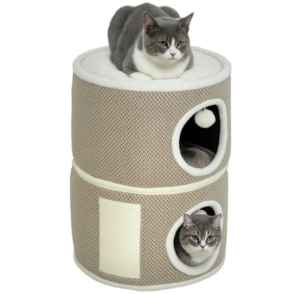 Scratching Post, 56 cm High Cat Tower with Cave, Scratching Tree, Cat Tower made of Sisal, for Cat up to 5 kg, Coffee