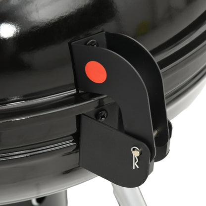 Charcoal Grill BBQ Smoker with Lid Thermometer Wheels Charcoal Pan Handle Grill Cart Kettle Grill, Charcoal Grill for Barbecue Camping, Patio, Garden 55 x 65 x 89 cm