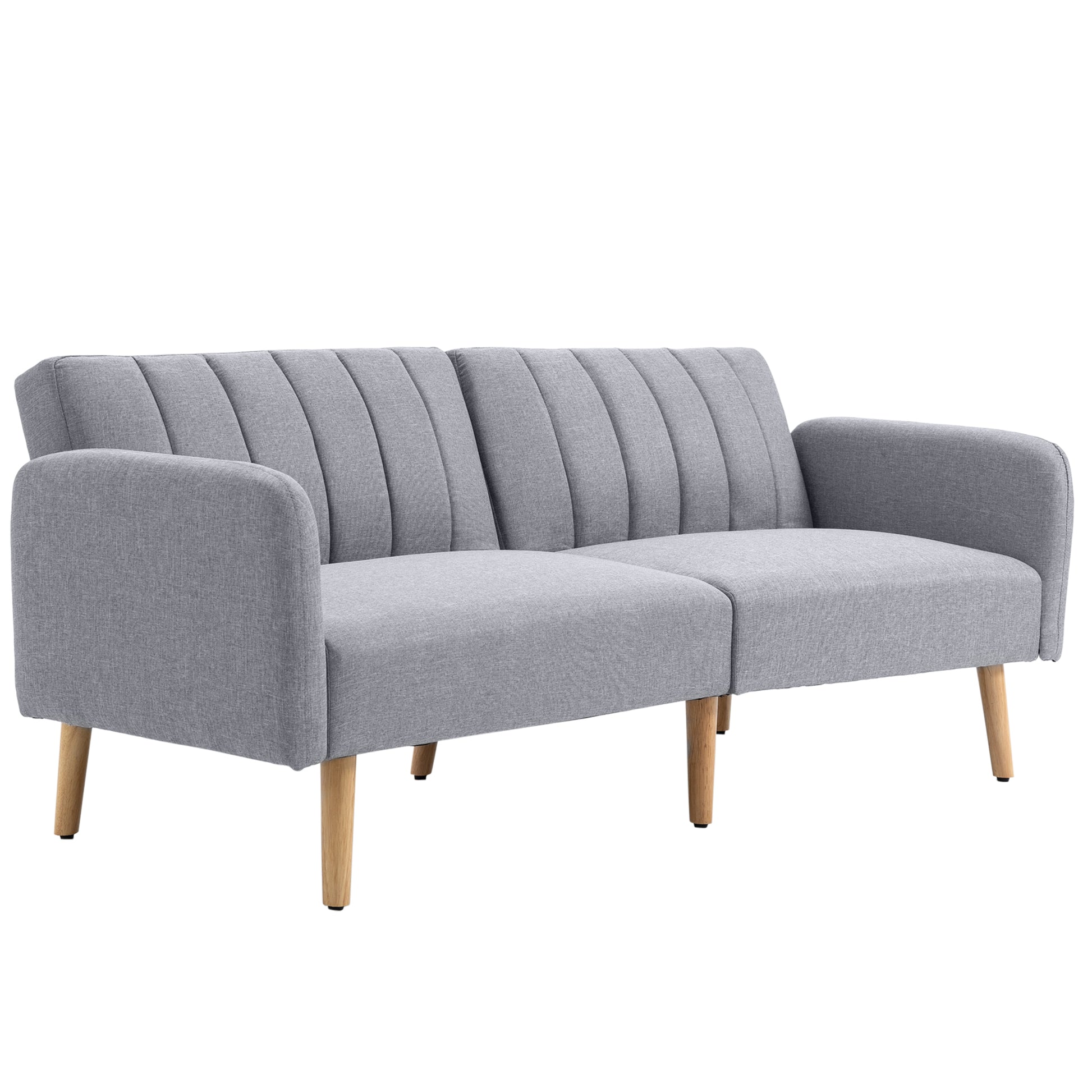 Sleeper Sofa, 2-Seater Sofa Bed with Adjustable Backrest, Thickly Padded Couch, Armrest, Sofa Bed with Wooden Legs for Living Room, Guest Room, 173 x 75 x 73 cm, Light Gray