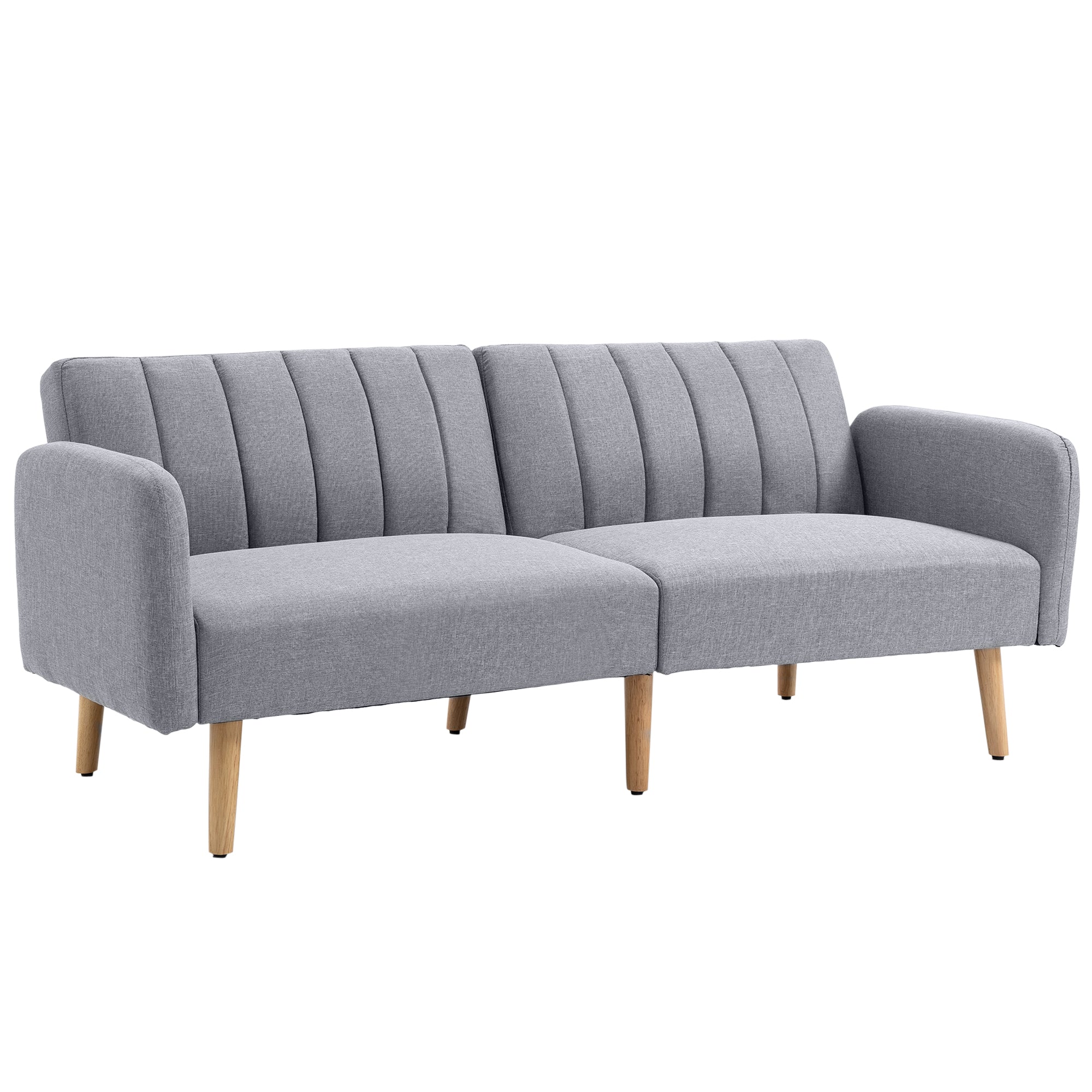 Sleeper Sofa, 2-Seater Sofa Bed with Adjustable Backrest, Thickly Padded Couch, Armrest, Sofa Bed with Wooden Legs for Living Room, Guest Room, 173 x 75 x 73 cm, Light Gray