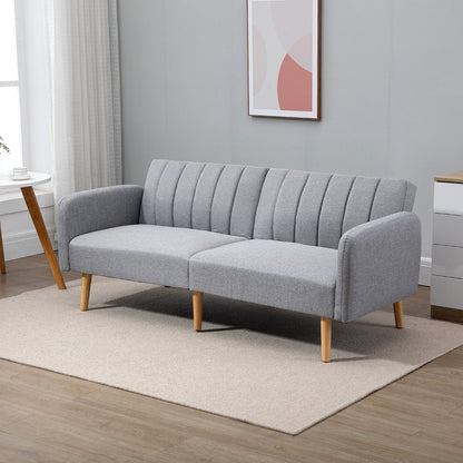 Sleeper Sofa, 2-Seater Sofa Bed with Adjustable Backrest, Thickly Padded Couch, Armrest, Sofa Bed with Wooden Legs for Living Room, Guest Room, 173 x 75 x 73 cm, Light Gray