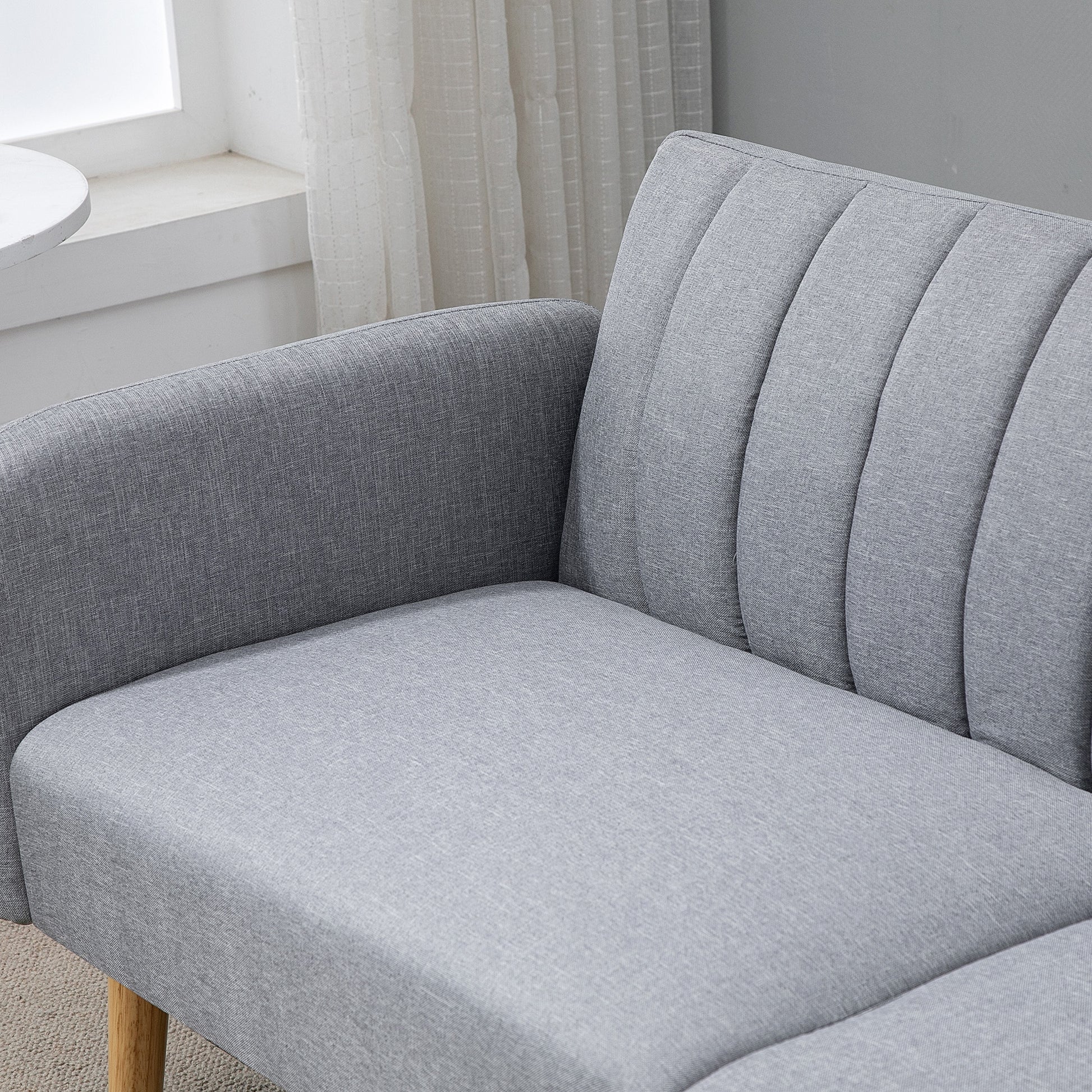 Sleeper Sofa, 2-Seater Sofa Bed with Adjustable Backrest, Thickly Padded Couch, Armrest, Sofa Bed with Wooden Legs for Living Room, Guest Room, 173 x 75 x 73 cm, Light Gray