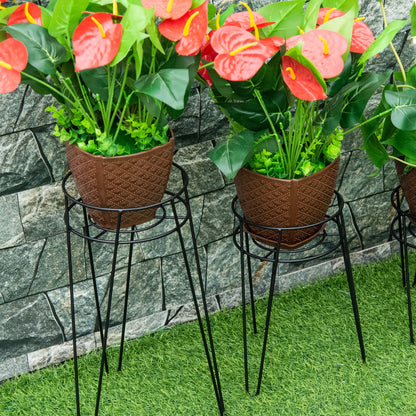 3-Piece Plant Stand Set, 23.5/30/42cm Tall Flower Stands for Indoor Outdoor, Metal Plant Stand for Living Room, Garden Balcony, Black