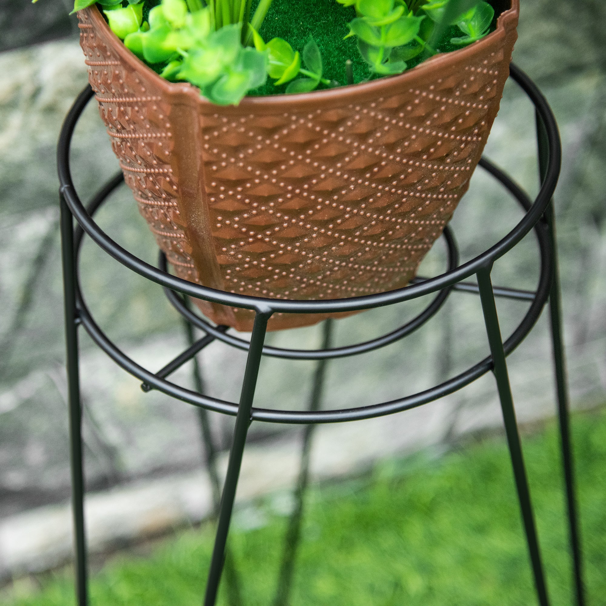 3-Piece Plant Stand Set, 23.5/30/42cm Tall Flower Stands for Indoor Outdoor, Metal Plant Stand for Living Room, Garden Balcony, Black