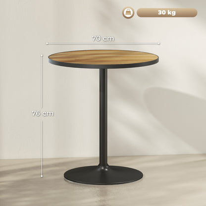 Dining Table, Round Kitchen Table, Modern Dining Table with Wood-Look Top for 4 People, Coffee Table for Living Room, Ø70 x 76 cm, Oak