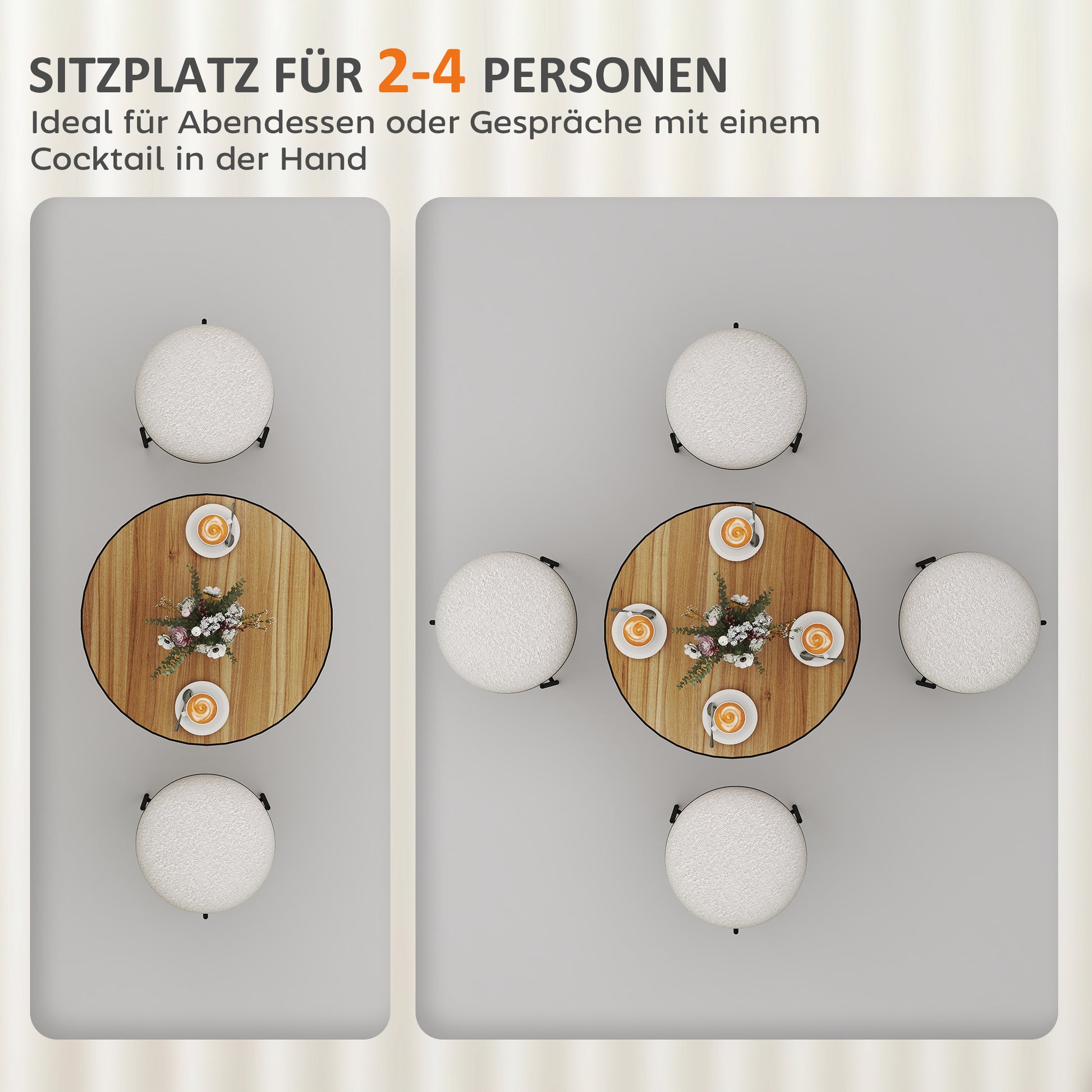 Dining Table, Round Kitchen Table, Modern Dining Table with Wood-Look Top for 4 People, Coffee Table for Living Room, Ø70 x 76 cm, Oak