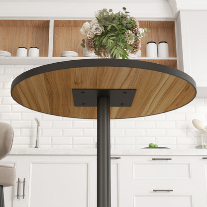 Dining Table, Round Kitchen Table, Modern Dining Table with Wood-Look Top for 4 People, Coffee Table for Living Room, Ø70 x 76 cm, Oak