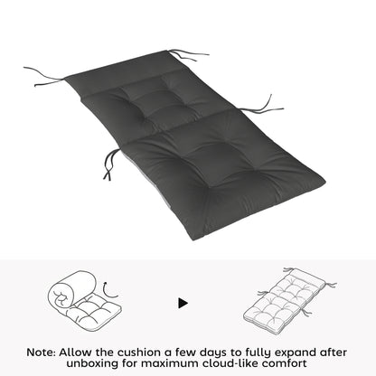 4-Pack Chair Cushions 43.9 x 20.9 x 3.15 in, Water-Resistant, Non-Slip, Tied Seat Pads for Indoor/Outdoor Furniture, Dark Gray