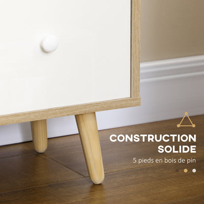 TV Stand TV Bench for TVs up to 45 Inches with Solid Wood Legs Scandinavian Style 3 Shelves 1 Cupboard with Door and 2 Drawers 120 x 30 x 60 cm