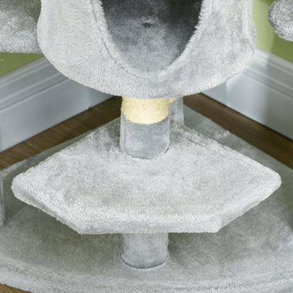 Cat Tree 200 cm Cat Tower with Cave, 2 Play Balls, Sisal Posts, Platform, Hammock, Multi-Level Cat Scratching Tree, Climbing Tree, for Large Cats, Light Gray