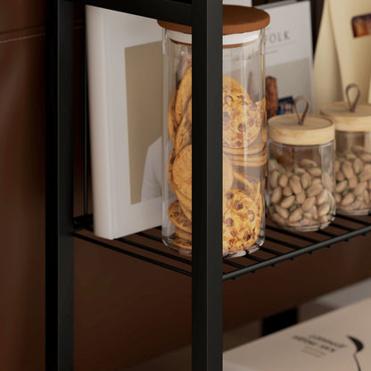 Side Table Small Coffee Table with 2 Shelves, Bedside Table Sofa Table with Steel Frame for Living Room, Bedroom, Black