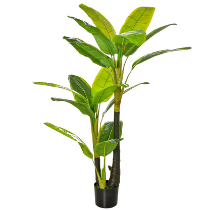 Artificial Plants 150 cm Artificial Banana Tree in Pot Fake Plant Faux Tree Indoor Decorative Plant Office Plant Plastic Pot for Indoors