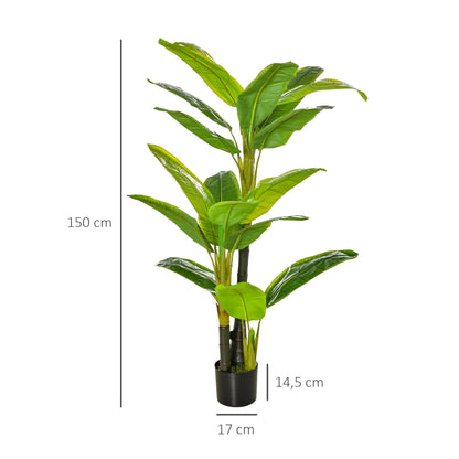 Artificial Plants 150 cm Artificial Banana Tree in Pot Fake Plant Faux Tree Indoor Decorative Plant Office Plant Plastic Pot for Indoors