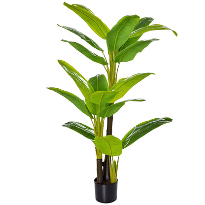 Artificial Plants 150 cm Artificial Banana Tree in Pot Fake Plant Faux Tree Indoor Decorative Plant Office Plant Plastic Pot for Indoors