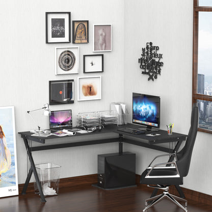 Wooden Computer Table L-Shaped Corner Desk for Office Bedroom Home School