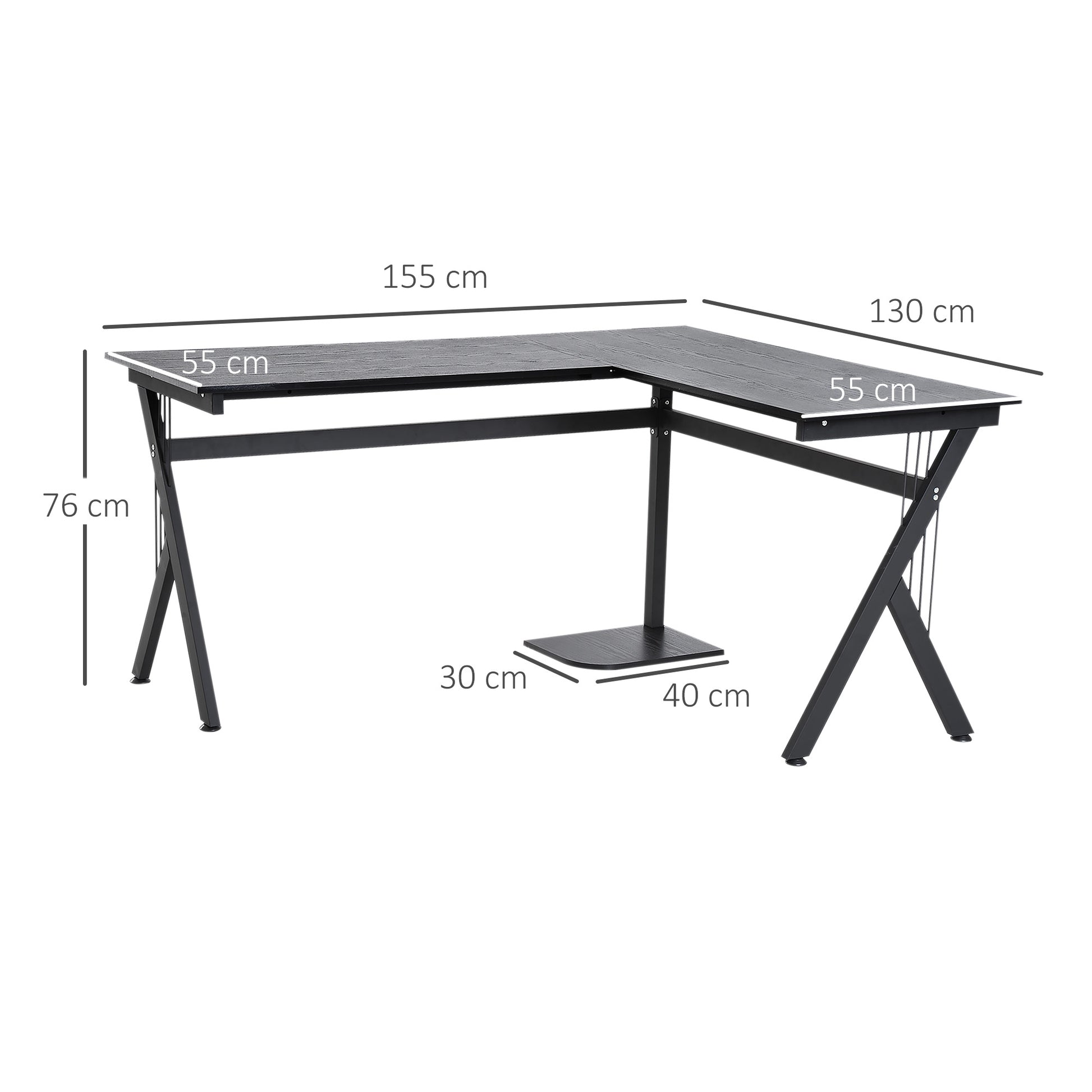 Wooden Computer Table L-Shaped Corner Desk for Office Bedroom Home School