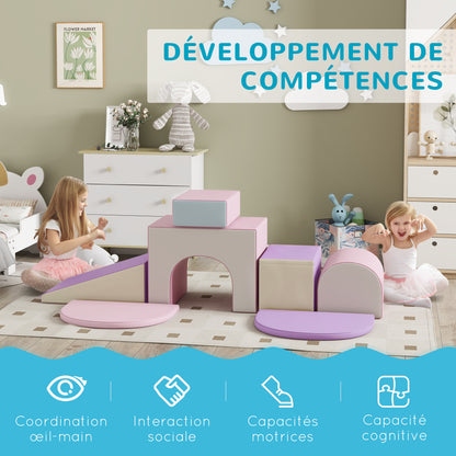 7PCS Baby Motor Skills Module Baby Motor Skills Course Foam Building Blocks EPE with Synthetic Cover - Educational Toys for Preschool Children, Multicolor