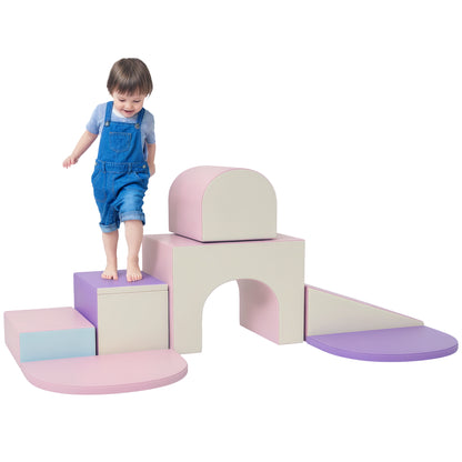 7PCS Baby Motor Skills Module Baby Motor Skills Course Foam Building Blocks EPE with Synthetic Cover - Educational Toys for Preschool Children, Multicolor