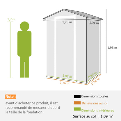 Wood-Effect Resin Garden Shed with Floor & Window, 128 x 104 x 196 cm (50.4 x 40.9 x 77.2 in) — Weathered Gray