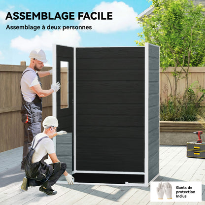 Wood-Effect Resin Garden Shed with Floor & Window, 128 x 104 x 196 cm (50.4 x 40.9 x 77.2 in) — Weathered Gray