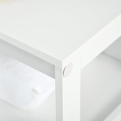 Bathroom Auxiliary Cabinet with 2 Louvered Doors Open Shelf Large Storage Space Modern Design 60x30x81.6 cm White