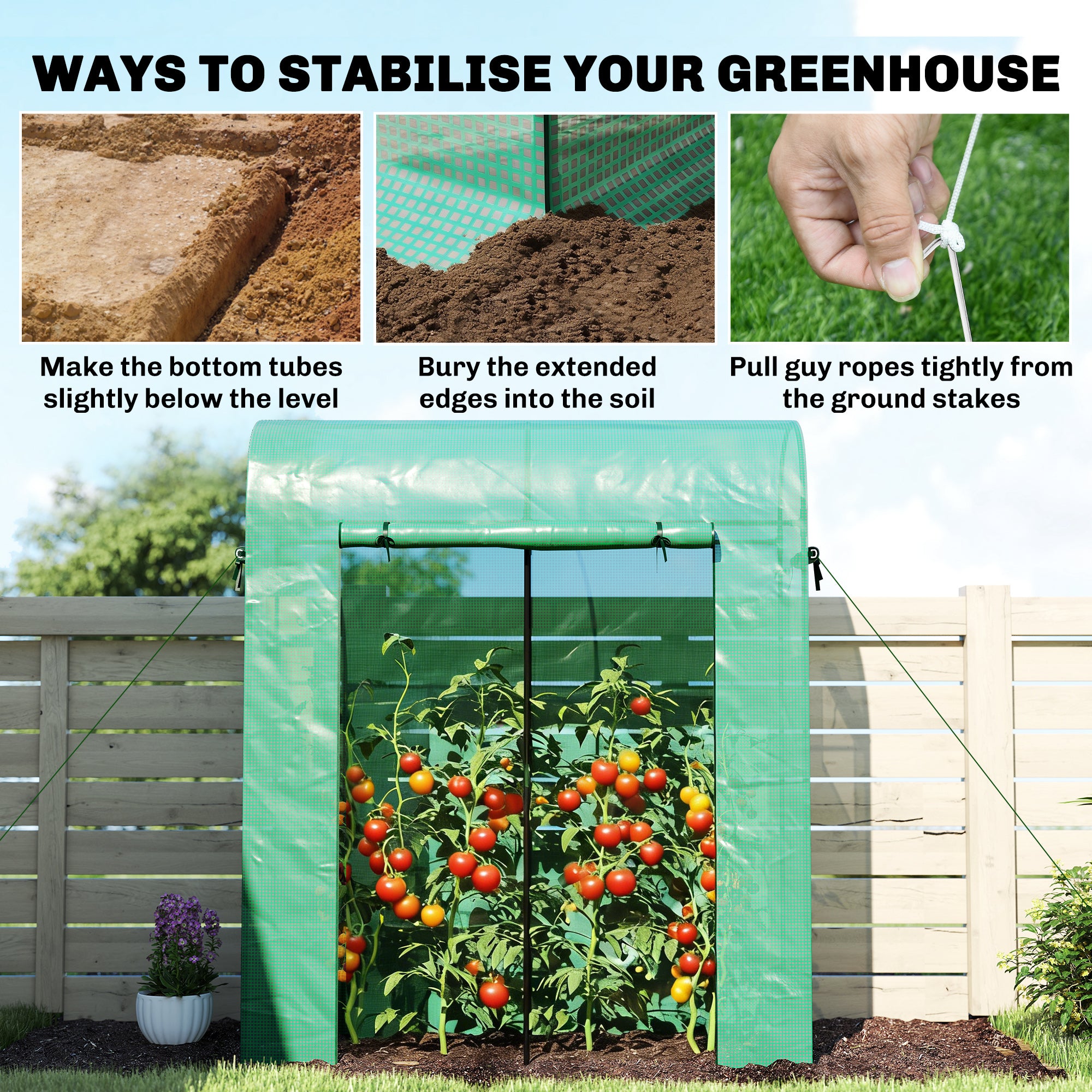 Garden Greenhouse — Small Balcony Greenhouse with PE Cover & Steel Frame, Roll-Up Door & Mesh Windows, for Vegetables & Flowers, Indoor/Outdoor — 170 x 68 x 200 cm (67 x 27 x 79 in) — Green