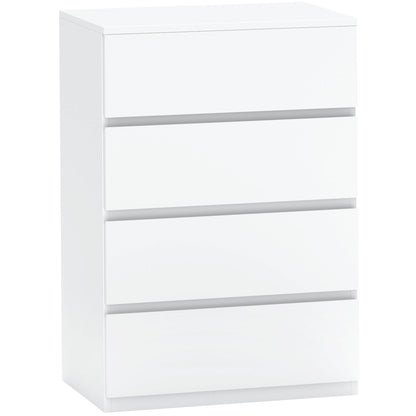 Dresser Sideboard with 4 Drawers Cloth Cabinet Modern Drawer Cabinet for Living Room Bedroom Hallway White, 55 x 33 x 80 cm