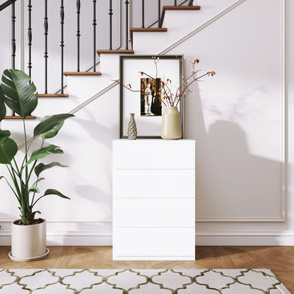 Dresser Sideboard with 4 Drawers Cloth Cabinet Modern Drawer Cabinet for Living Room Bedroom Hallway White, 55 x 33 x 80 cm